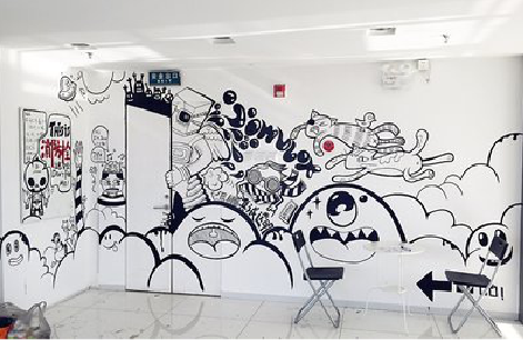 金平手绘墙并非传统涂鸦。